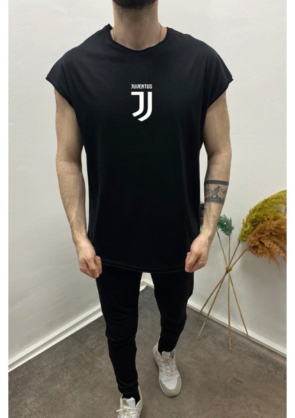 Erkek Kolsuz Juve Baskılı Oversize Tshirt