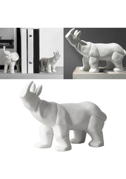 Seramik Fil Ceros Oturma Odasıhayvan Heykeli Kitaplık Dekor Rhino (Yurt Dışından) fırsatları