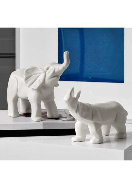 Seramik Fil Ceros Oturma Odasıhayvan Heykeli Kitaplık Dekor Rhino (Yurt Dışından) indirimleri