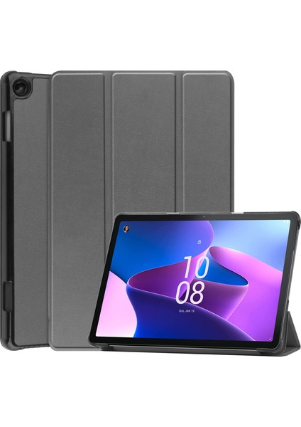 Lenovo Tab M10 3rd Gen Için Deri Tablet Kılıfı - Gri (Yurt Dışından)