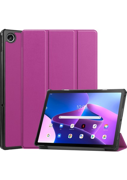 Lenovo Tab M10 Plus 10.6 3rd Gen 2022 Için Deri Tablet Kılıfı - Mor (Yurt Dışından)