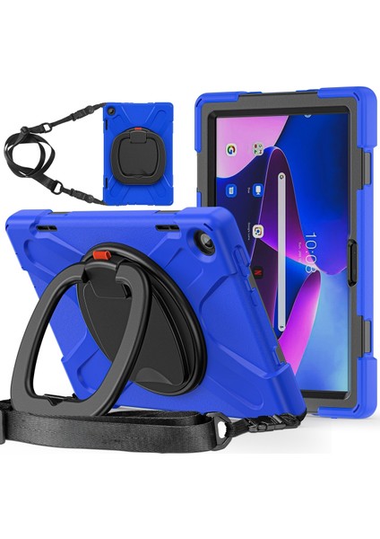 Lenovo Tab M10 10.1 3rd Gen Için Deri Tablet Kılıfı - Mavi (Yurt Dışından)