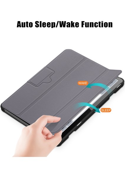 Lenovo Tab M10 10.1 3rd Gen Için Deri Tablet Kılıfı - Gri (Yurt Dışından)