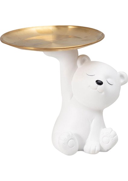 Yaratıcı Ayı Heykeli Depolama Tepsisi Reçine Heykelcik Masa Organizatör Dekorasyonu Yeni Ayı (Yurt Dışından)