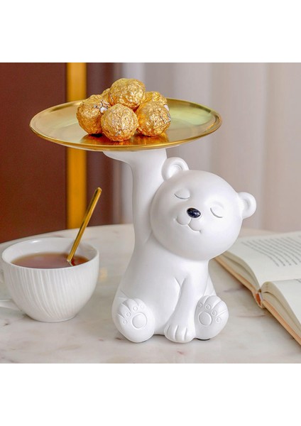 Yaratıcı Ayı Heykeli Depolama Tepsisi Reçine Heykelcik Masa Organizatör Dekorasyonu Yeni Ayı (Yurt Dışından) fırsatları