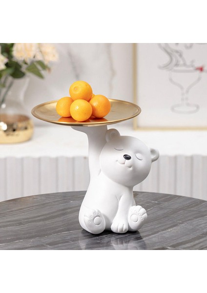 Yaratıcı Ayı Heykeli Depolama Tepsisi Reçine Heykelcik Masa Organizatör Dekorasyonu Yeni Ayı (Yurt Dışından) indirimleri