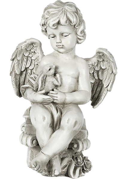 Bahçe Heykel Süsleri Angel Bahçe Heykeli Ev Avlusu Dekoratif Melek Hugs Tavşan (Yurt Dışından)