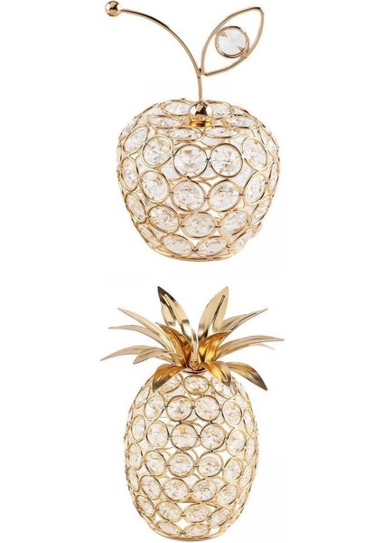 2 Adet Nordic Kristal Meyve Heykelleri Festivalheykelcik Yemek Odası Masaüstü Meyveananas (Yurt Dışından)