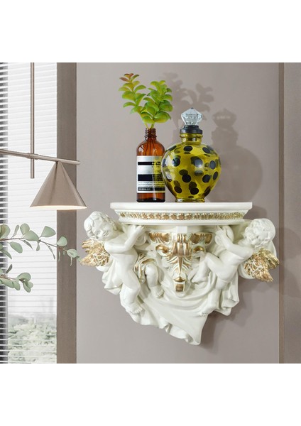 Dekoratif Duvar Raf Ekran Melek Heykel Asılı Raf Ofis Ev Dekor Bej (Yurt Dışından) modelleri