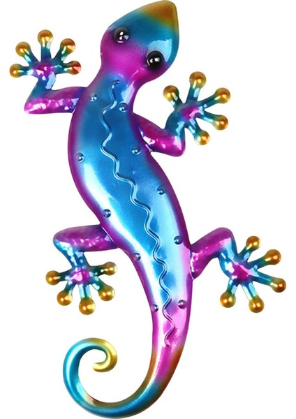 Metal Kertenkele Duvar Dekor Bahçe Süsleri Plak Kertenkelesi Yatak Odası Demir Veranda Bleu 2## (Yurt Dışından)