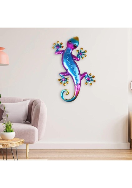 Metal Kertenkele Duvar Dekor Bahçe Süsleri Plak Kertenkelesi Yatak Odası Demir Veranda Bleu 2## (Yurt Dışından) fırsatları