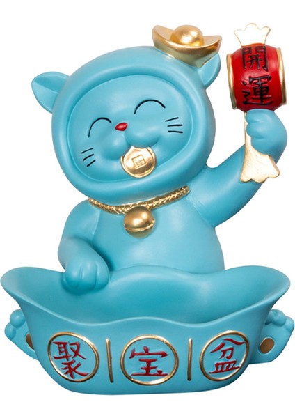 Moon Üçgen Güzel Şanslı Kedi Figürine Merkezi Ofis Sisanat Dekor (Yurt Dışından)