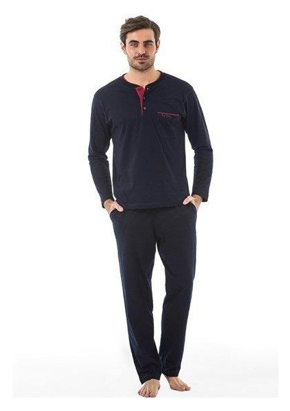 Damatlık Ropteşambr 5 Li Pijama Seti Erkekler İçin Lacivert Renkli Desenli fırsatları