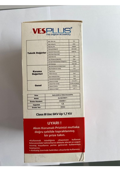 Vesplus Akım Korumalı Piriz 250 Joule (Eko Safe)