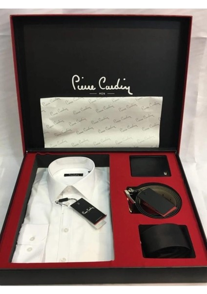 Pierre Cardin 4'lü Gömlek Kemer Cüzdan Kravat Damat Seti 03