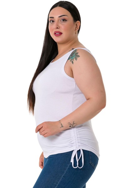 Büyük Beden Kalın Askılı Yanları Tünelli Viskon Beyaz Body fırsatları