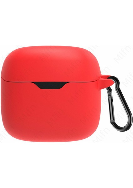 Casestreet Jbl Tune Flex Kılıf Model Uyumlu Mat Silikon Soft Kancalı Sf7 Kırmızı