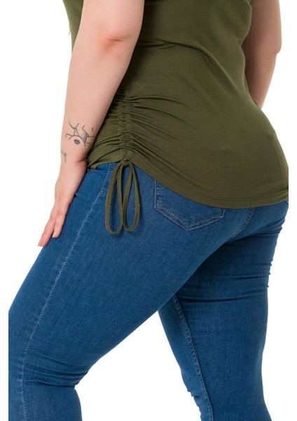 Büyük Beden Kalın Askılı Yanları Tünelli Viskon Haki Body indirimleri