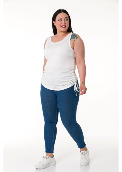 Büyük Beden Kalın Askılı Yanları Tünelli Viskon Ekru Body fiyatları