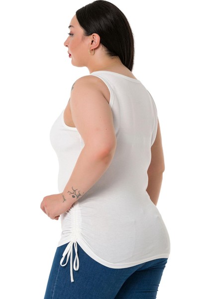 Büyük Beden Kalın Askılı Yanları Tünelli Viskon Ekru Body modelleri