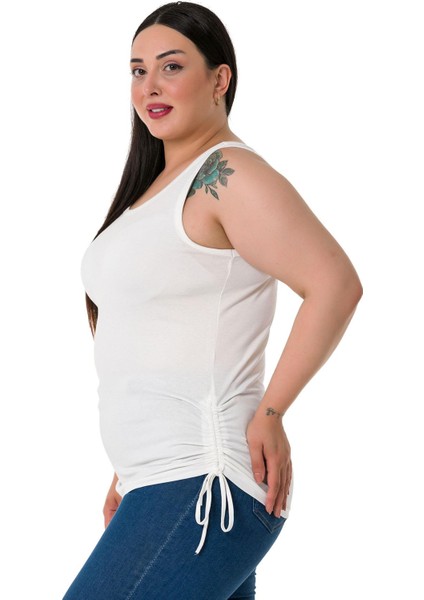 Büyük Beden Kalın Askılı Yanları Tünelli Viskon Ekru Body fırsatları