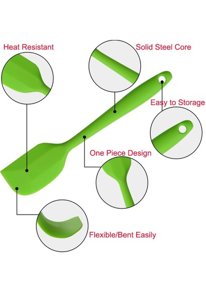 Silikon Spatula Seti Büyük Boy Yanmaz Çizmez Yeşil 3'lü