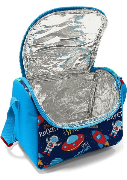Kids Lacivert Mavi Uzay Desenli Çekçekli 3'lü Çanta Seti SET0123376 fırsatları