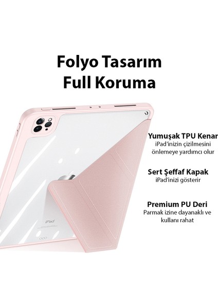 iPad Pro 11 2022-2021-2020-2018 Kılıf Magi Series Kalem Tutuculu Uyku Modlu Kapaklı Kılıf