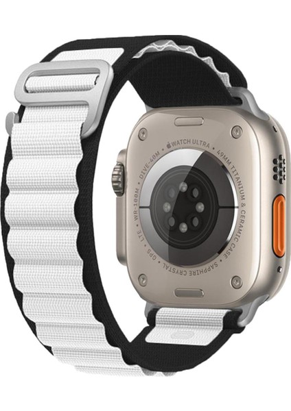 Apple Watch 42-44-45-49MM Krd-26 Alpıne Çift Renkli Beyaz Kordon