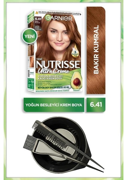 Nutrisse Ultra Krem Saç Boyası 6.41 Bakır Kumral Boyama Seti