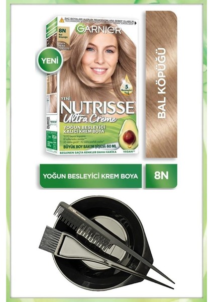 Nutrisse Ultra Krem Saç Boyası 8n Bal Köpüğü Boyama Seti