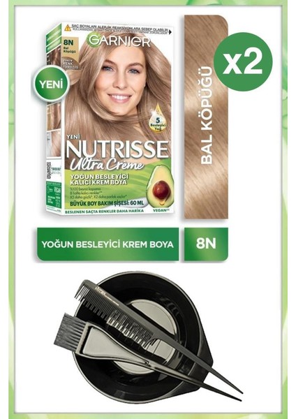 Nutrisse Ultra Krem Saç Boyası 8n Bal Köpüğü X2-Boyama Seti