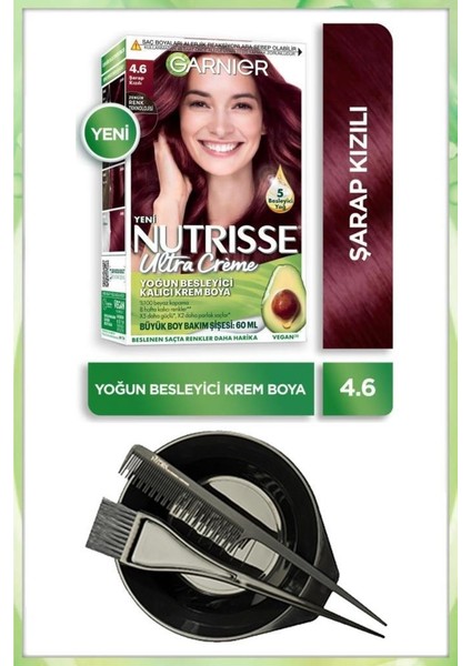 Nutrisse Ultra Krem Saç Boyası 4.6 Şarap Kızılı Boyama Seti