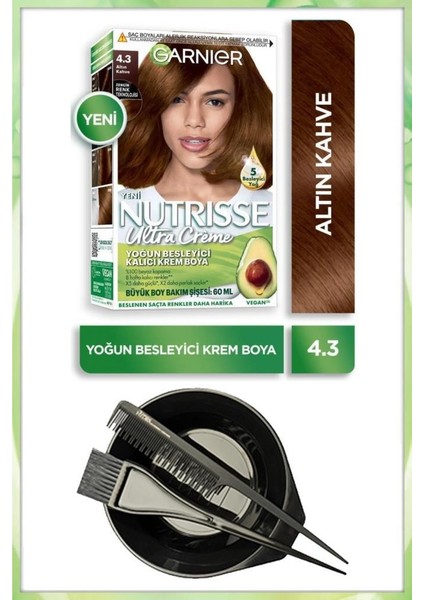 Nutrisse Ultra Krem Saç Boyası 4.3 Altın Kahve Boyama Seti