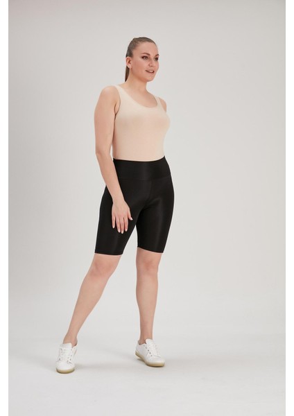 Büyük Beden Biker Siyah Tayt - Toparlayıcı Şort Tayt -Sıkılaştırıcı Spor Tayt - Yüksek Bel Spor Tayt modelleri