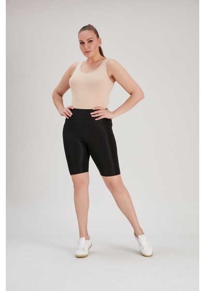 Büyük Beden Biker Siyah Tayt - Toparlayıcı Şort Tayt -Sıkılaştırıcı Spor Tayt - Yüksek Bel Spor Tayt indirimleri