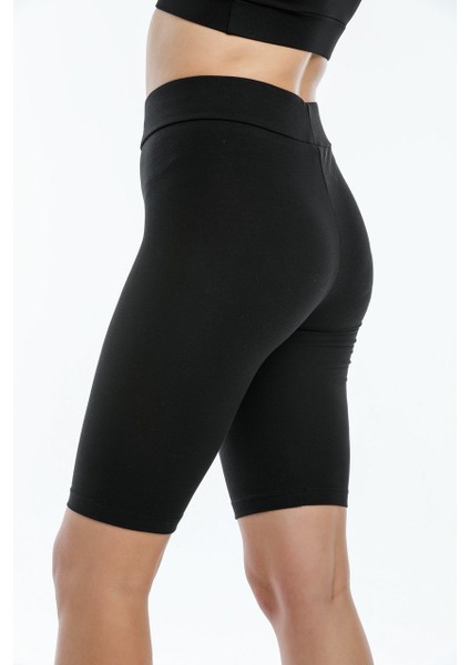 Biker Spor Şort Siyah Pamuk Tayt - Yüksek Bel Toparlayıcı Siyah Spor Şort Tayt - Sıkılaştırıcı Tayt modelleri