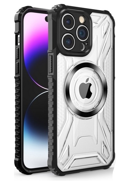 Apple iPhone 14 Pro Max Uyumlu Kılıf Prag Magsafe Özellikli Double Sided Non Slip Pc Tpu Kapak Siyah