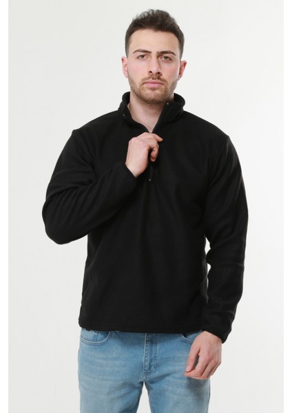 - Outdoor Siyah Balıkçıyaka Polar Sweatshirt