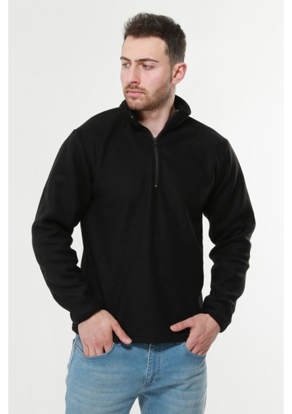 - Outdoor Siyah Balıkçıyaka Polar Sweatshirt