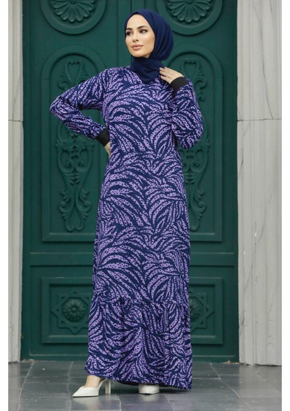 - Yaprak Desenli Lavanta Tesettür Elbise 22970LV fiyatları
