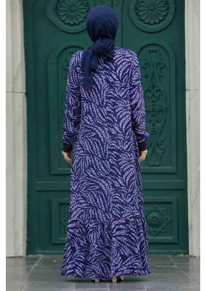 - Yaprak Desenli Lavanta Tesettür Elbise 22970LV modelleri