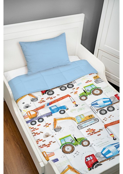 Bebek Yorgan Seti (95X145 Cm) - Iconic Serisi - Renkli Iş Makinaları