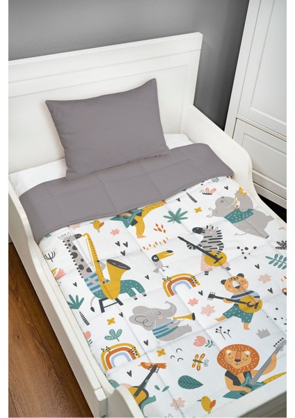 Baskılı Yorgan Seti (100x150 Cm) - Iconic Serisi - Hayvanlı Müzik Grubu