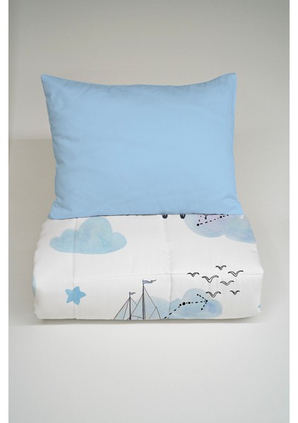 Baskılı Yorgan Seti (100x200 Cm) - Iconic Serisi - Mavi Hava Balonlu Gökkuşağı modelleri