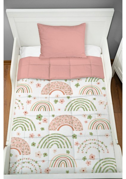 Bebek Yorgan Seti (95X145 Cm) - Iconic Serisi - Soft Çiçekli Ay ve Gökkuşağı fiyatları