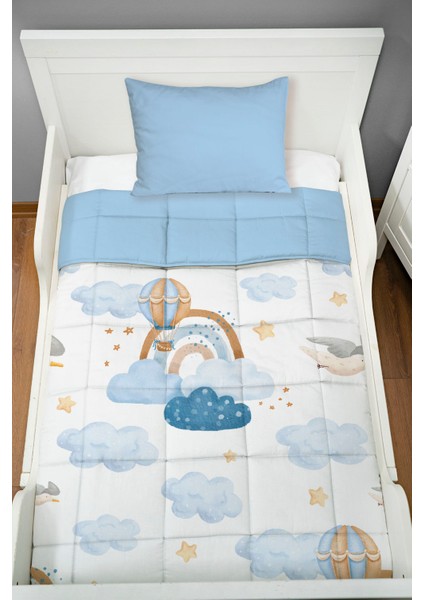 Montessori Yorgan Seti (95X195 Cm) - Iconic Serisi - Mavi Bulutlar ve Balon fiyatları