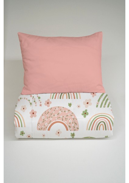 Montessori Yorgan Seti (95X195 Cm) - Iconic Serisi - Soft Çiçekli Ay ve Gökkuşağı modelleri