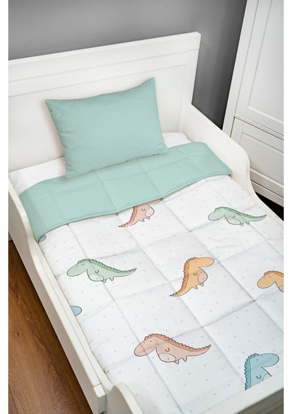 Bebek Yorgan Seti (95X145 Cm) - Iconic Serisi - Renkli Dinozorlar