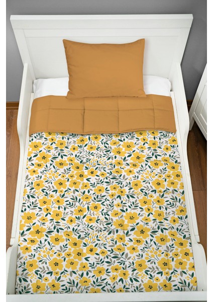 Montessori Yorgan Seti (95X195 Cm) - Iconic Serisi - Sarı Minik Çiçekler fiyatları